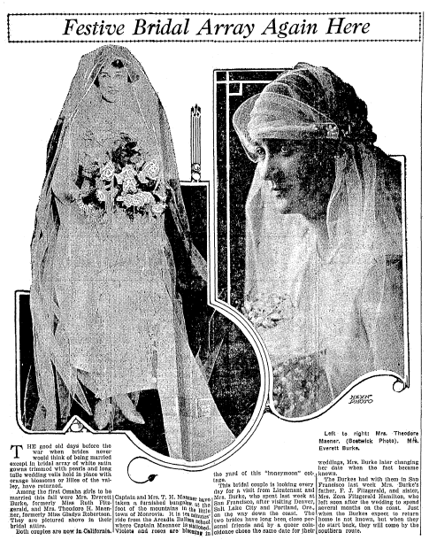 wedding announcements, Omaha World-Herald newspaper article 2 February 1919