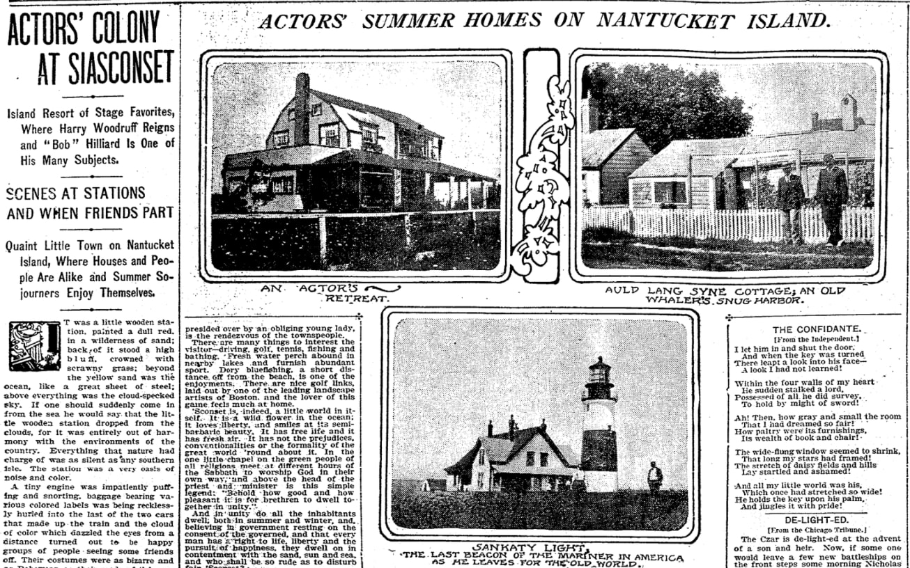 An article about the Actors Colony on Nantucket, Boston Herald newspaper 21 August 1904