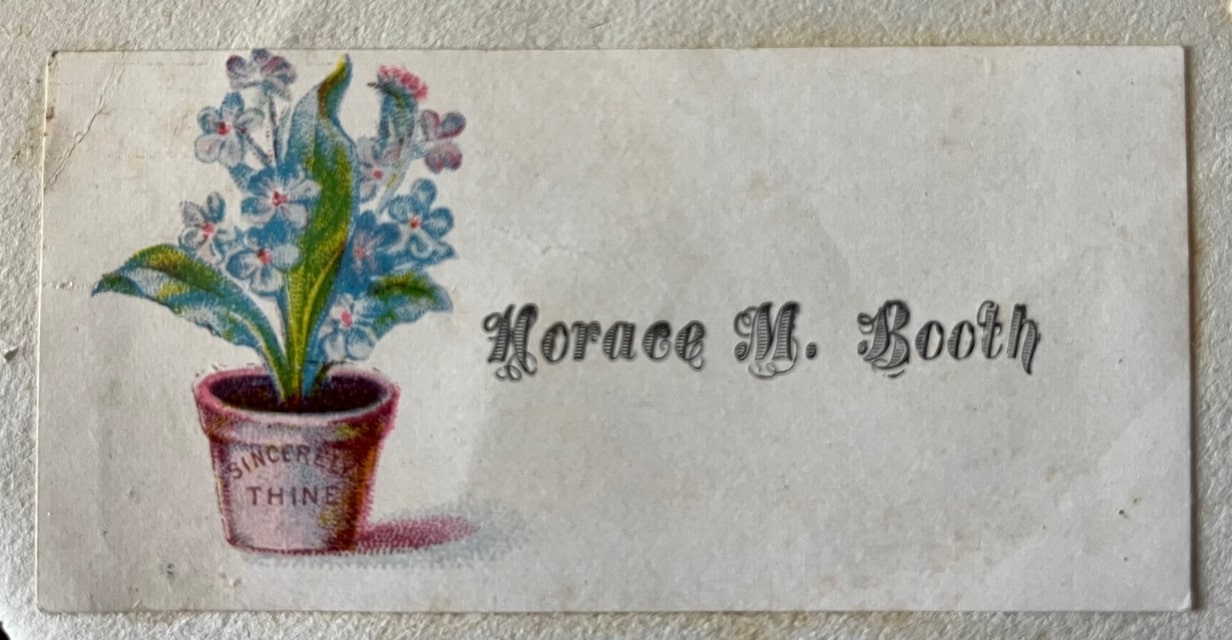 Photo: calling card for Horace M. Booth. Credit: from the author’s collection.