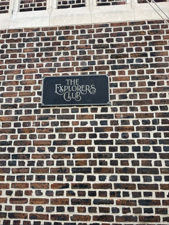 Photo: sign on the Explorers Club building, New York City, 2023. Credit: Gena Philibert-Ortega.