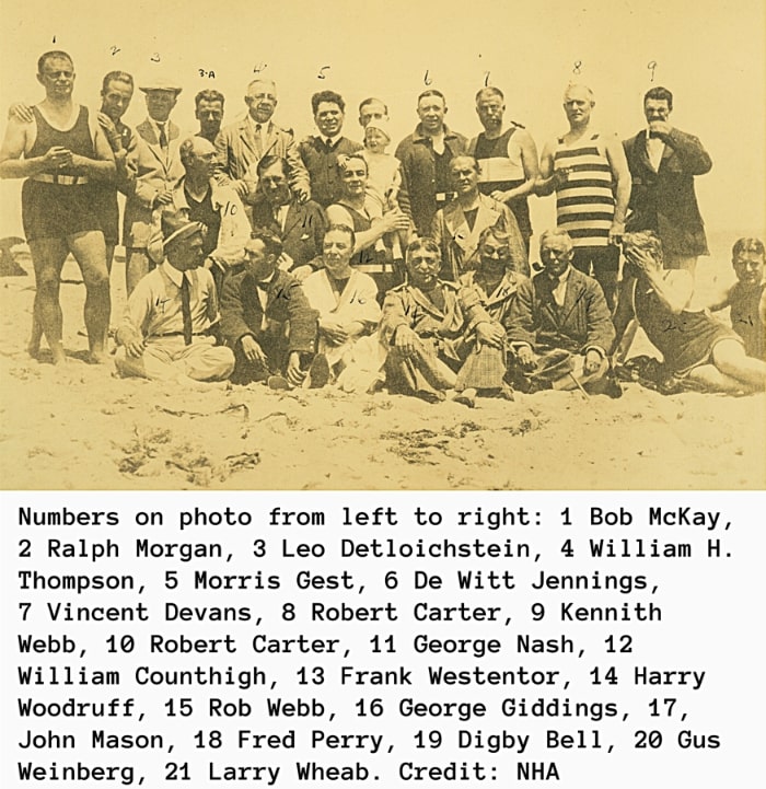 Photo: members of the “Lambs Club” & friends on Sconset Beach, Nantucket, Massachusetts, 1914. Credit: Nantucket Historical Association.