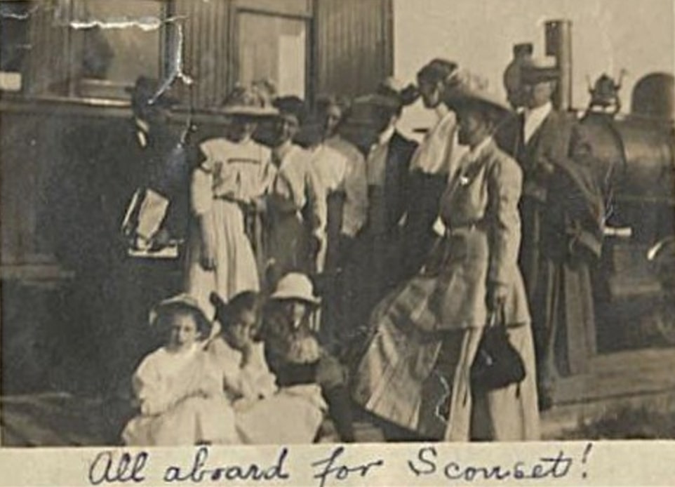 Photo: Cartwright family at train station. Credit: Nantucket Historical Association.