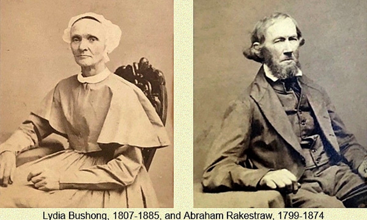 Photos: Lydia (Bushong) Rakestraw and Abraham Rakestraw. Credit: Bushong Family Tree United.