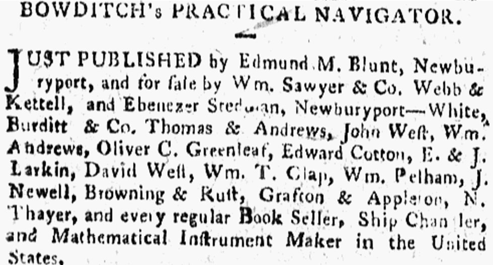 An article about Edmund Blunt, Newburyport Herald newspaper 30 June 1807