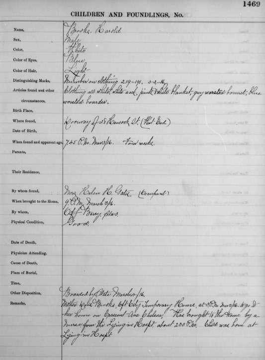 Photo: Storm Baby Intake Form. Credit: Massachusetts Historical Society.