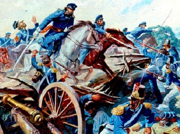 Illustration: Captain Charles A. May's squadron of the 2nd Dragoons attacks the Mexican Army lines, Resaca de la Palma, Texas, 9 May 1846. Credit: U.S. Army; Wikimedia Commons.