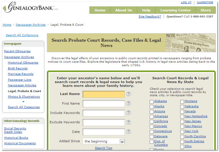 How to Search Probate Records in GenealogyBank s Newspaper Archives