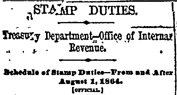 Stamp Duties, New York Herald-Tribune newspaper article 13 April 1865