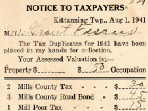 Photo: a tax ducument from 1941