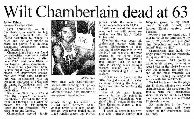 Before His Death in 1999, Wilt Chamberlain Had an Interesting Take