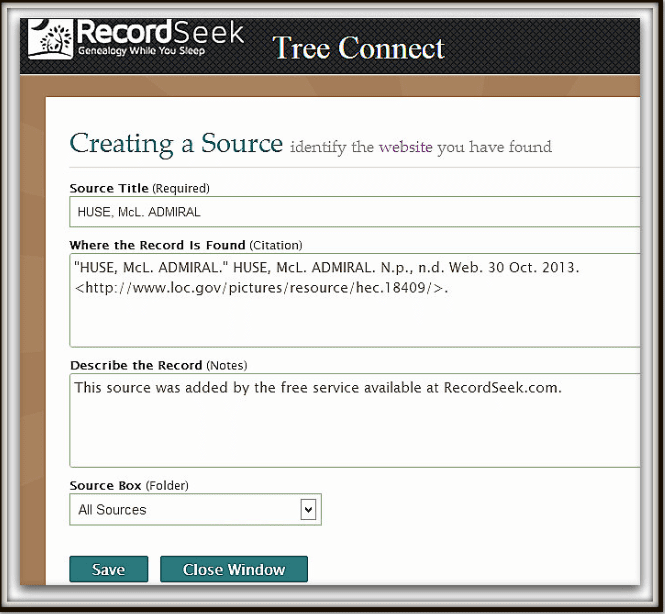 screenshot of the RecordSeek website for the app "Tree Connect"