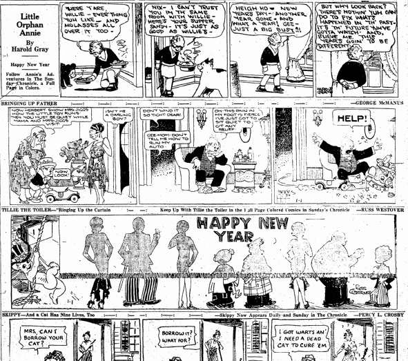 comic strips, Augusta Chronicle newspaper 1 January 1930