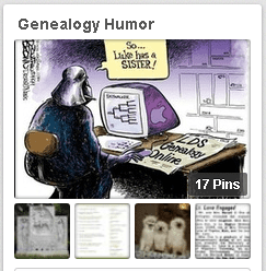 a screenshot of GenealogyBank’s “Genealogy Humor” Pinterest board