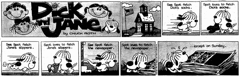 Dick and Jane comic strip, Springfield Union newspaper 15 July 1984