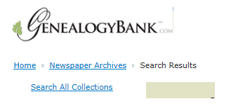 screenshot of navigation tools from a search results page in GenealogyBank