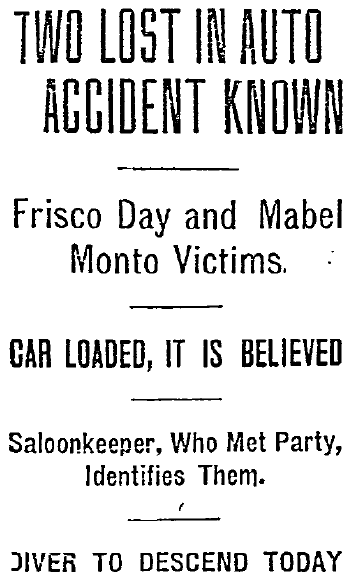 article about the fatal car accident of Frisco Day, Oregonian newspaper article 12 June 1910
