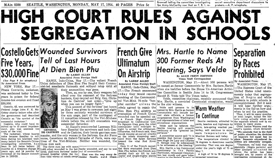 In the brown ruling the supreme court required outlet public schools to desegregate apex