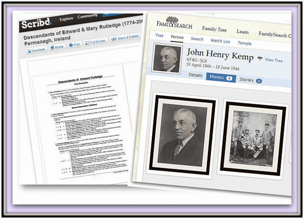 familiy history reports for Kemp ancestors