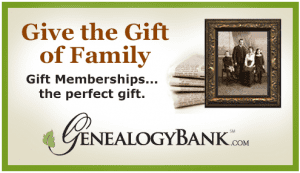 ad for gift subscriptions to GenealogyBank