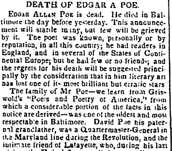 The Death of Edgar Allan Poe