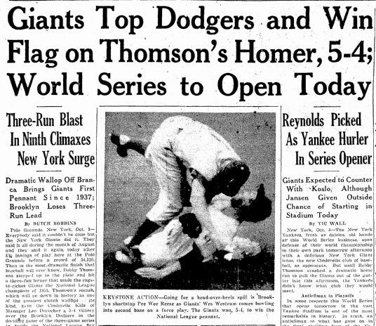 1951 NL Playoff - Shot Heard 'Round the World