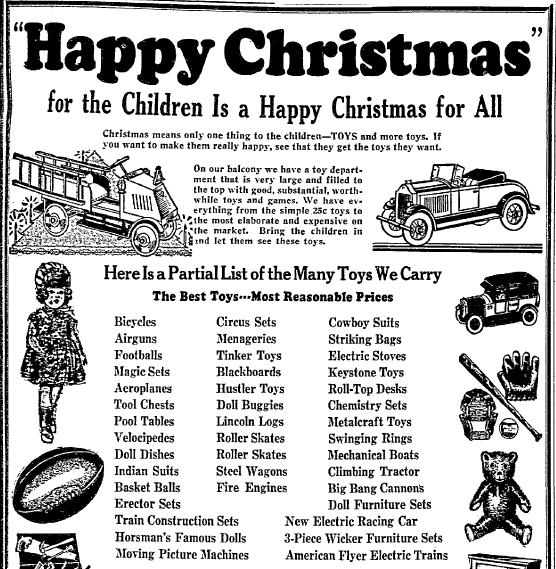 Christmas Toys & Gifts from Yesteryear in Old Newspaper Ads