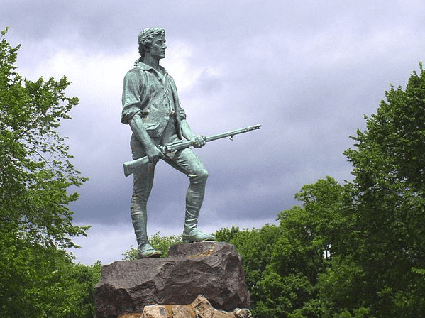 Photo: "The Lexington Minuteman," by Henry Hudson Kitson, erected in Lexington, Massachusetts, in 1900. Credit: Daderot; Wikimedia Commons.