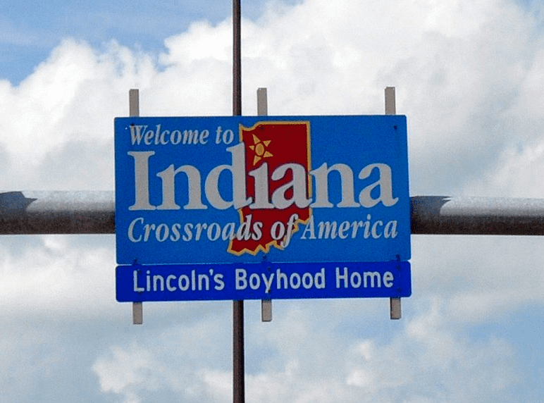 photo of an Indiana state sign on Interstate Highway 65