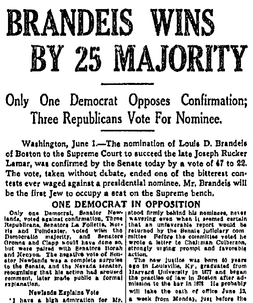 Wilson nominates Brandeis to Supreme Court, Jan. 28, 1916 - POLITICO