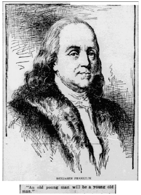 article sur Benjamin Franklin, Article du journal Daily Inter Ocean du 20 octobre 1895