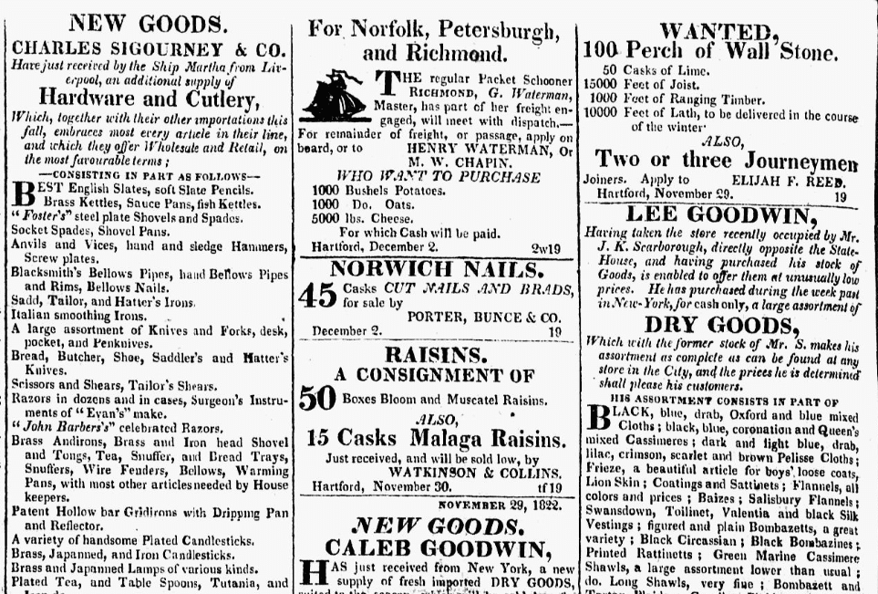 Connecticut Courant (Hartford, Connecticut), 10 December 1822, page 4