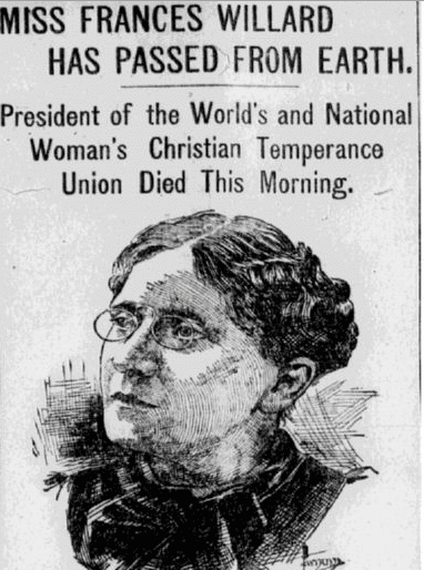 obituary for Frances E. Willard, Pawtucket Times newspaper article 18 February 1898