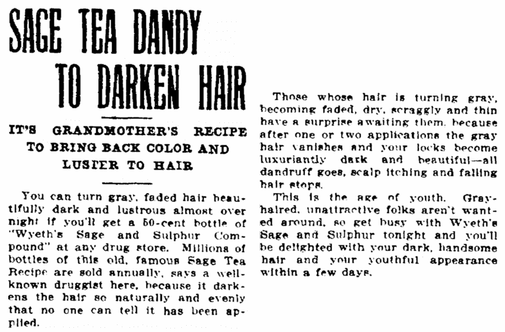 article about sage tea, Colorado Springs Gazette newspaper article 4 February 1915