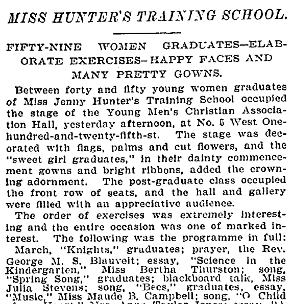 article about women graduates from a training school, New York Tribune newspaper article 8 June 1897