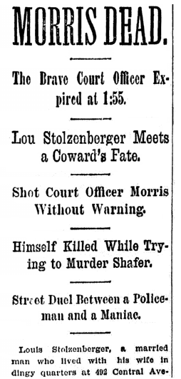 article about Louis Stolzenberger, Cincinnati Post newspaper article 28 February 1895