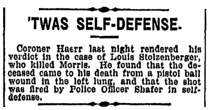 article about Stolzenberger and Shafer, Cincinnati Post newspaper article 2 March 1895