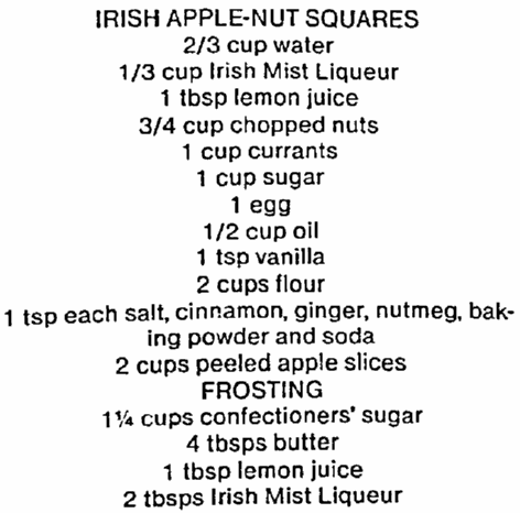 recipe for Irish apple-nut squares