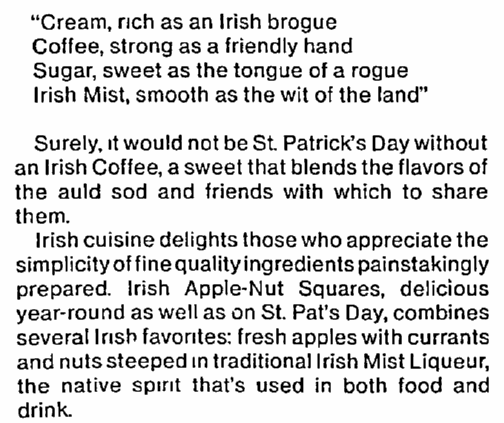 article about food for a St. Patrick's Day feast, Chicago Metro News newspaper article 17 March 1984