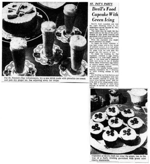 article about food for a St. Patrick's Day feast, Dallas Morning News newspaper article 11 March 1952