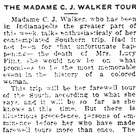 article about Madame C. J. Walker, Freeman newspaper article 26 August 1916