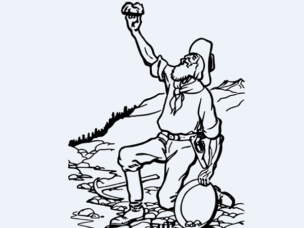 Illustration: a man panning for gold