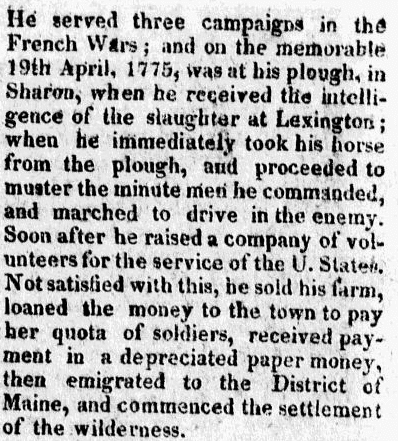 obituary for Samuel Payson, Hampden Federalist newspaper article 21 July 1819