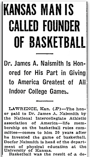 an article about Dr. James A. Naismith and basketball, Idaho Statesman newspaper article 5 February 1921