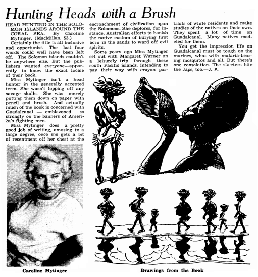 article about Caroline Mytinger, Omaha World-Herald newspaper article 3 January 1943