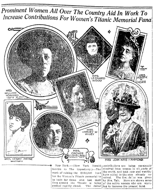 an article about the Titanic Memorial Fund, Repository newspaper article 3 November 1912