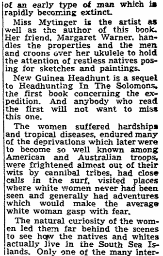 article about Caroline Mytinger, Sacramento Bee newspaper article 1 February 1947