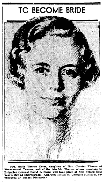 portrait of Anita Thorne Corse by Caroline Mytinger, Seattle Daily Times newspaper article 22 December 1935