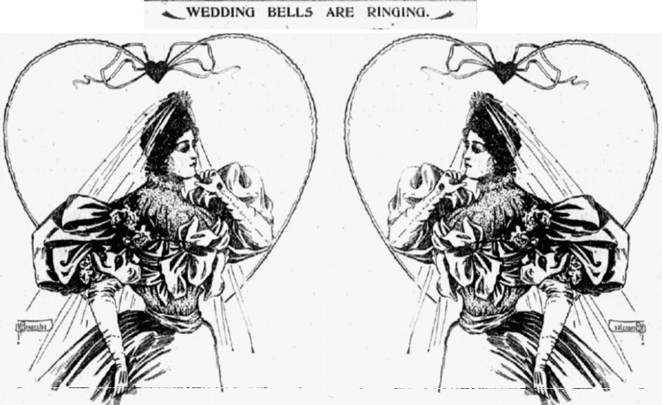 illustration of a bride from an article about weddings, Tacoma Daily News newspaper article 16 November 1895