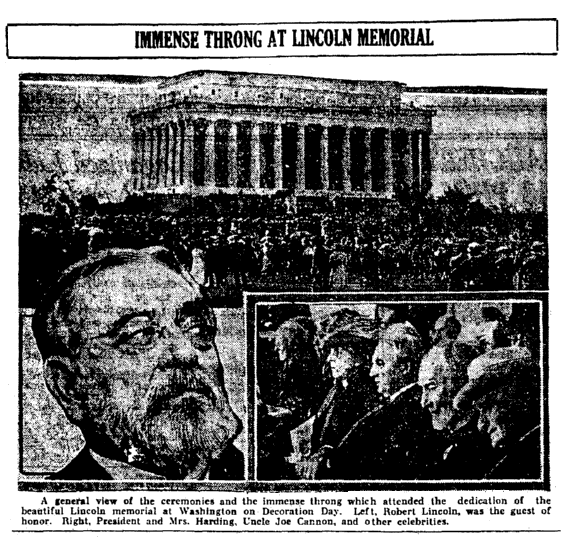 an article about the Lincoln Memorial, Augusta Chronicle newspaper article 10 June 1922