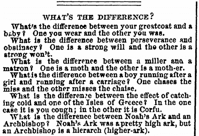 an article about jokes, Frank Leslie’s Illustrated Newspaper article 26 March 1864